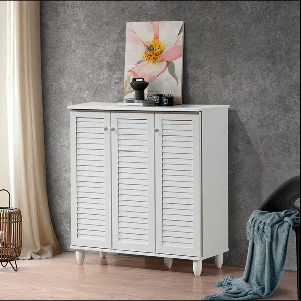Dulap pentru încaltaminte Santo pentru 16 perechi, Lemn, Alb, 89x34x91 cm