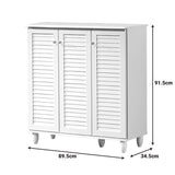 Dulap pentru încaltaminte Santo pentru 16 perechi, Lemn, Alb, 89x34x91 cm