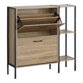 Dulap pentru pantofi pentru 12 perechi Karleva, Stejar cu metal, negru, 88x24x87 cm, detaliu produs