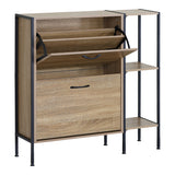 Dulap pentru pantofi pentru 12 perechi Karleva, Stejar cu metal, negru, 88x24x87 cm