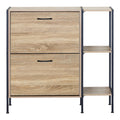Dulap pentru pantofi pentru 12 perechi Karleva, Stejar cu metal, negru, 88x24x87 cm, perspectiva suplimentara