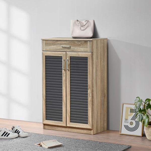 Dulap pentru pantofi Sante cu capacitate 20 perechi, Sonoma/Gri închis, 80x37x123 cm