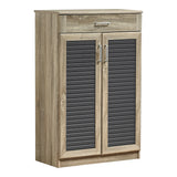 Dulap pentru pantofi Sante cu capacitate 20 perechi, Sonoma/Gri închis, 80x37x123 cm