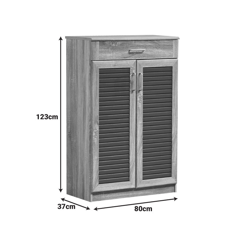 Dulap pentru pantofi Sante cu capacitate 20 perechi, Sonoma/Gri închis, 80x37x123 cm