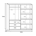 Dulap Sonlen cu 4 usi si 3 sertare, Nuc, 160x52x195 cm, foto produs