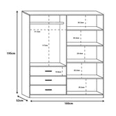 Dulap Sonlen cu 4 usi si 3 sertare, Nuc, 160x52x195 cm, foto produs