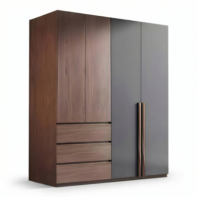Dulap Sonlen cu 4 usi si 3 sertare, Nuc, 160x52x195cm