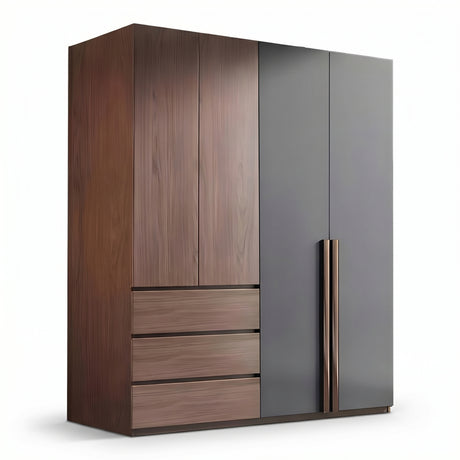 Dulap Sonlen cu 4 usi si 3 sertare, Nuc, 160x52x195 cm