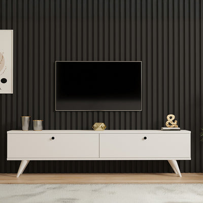 Dulap TV, alb elegant, 160x25x40 cm, perspectiva suplimentara