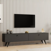 Dulap TV cu extra spatiu de depozitare, Alb, L160x A25x H40cm, 160x25x45 cm, imagine suplimentara