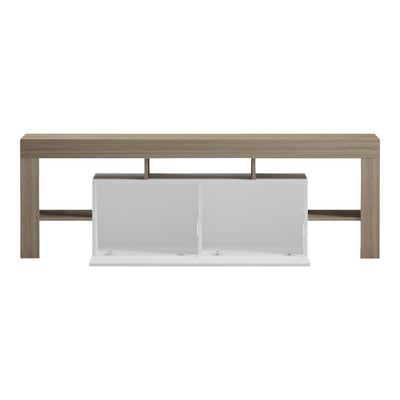 Dulap TV cu funcție de depozitare Liner, Modern, Lemn, Sonoma-Alb, 150x40x50 cm, imagine suplimentara