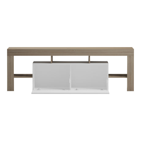Dulap TV cu funcție de depozitare Liner, Modern, Lemn, Sonoma-Alb, 150x40x50 cm