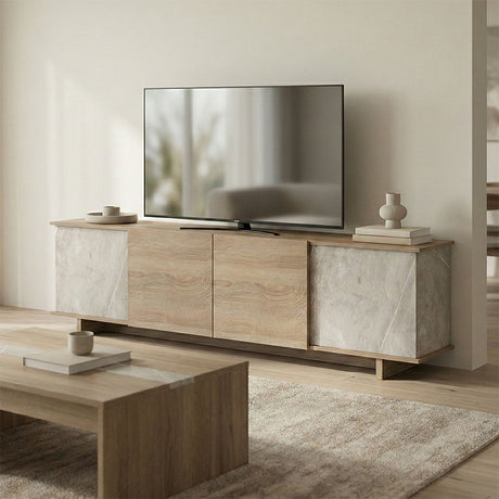 Dulap TV cu gri-bej Zafore, Lemn, 180x33x50 cm