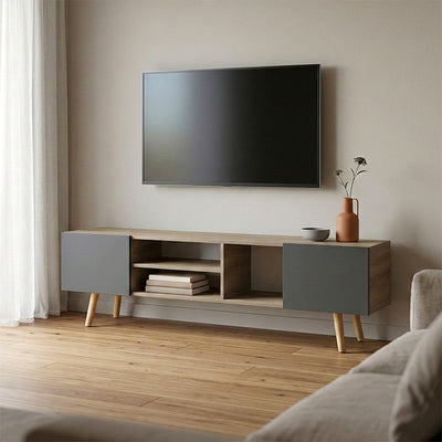 comoda TV Dulap TV cu rafturi Osclo, Modern, Lemn Sonoma-Antracit, 160x30x53.5cm