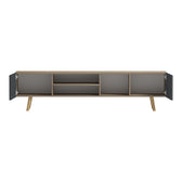Dulap TV cu rafturi Osclo, Modern, Lemn, Sonoma-Antracit, 160x30x54 cm, imagine suplimentara