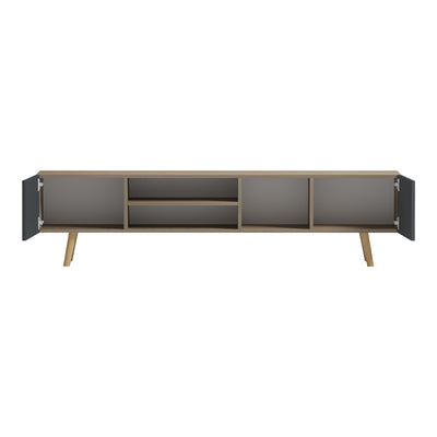 Dulap TV cu rafturi Osclo, Modern, Lemn, Sonoma-Antracit, 160x30x54 cm, imagine suplimentara