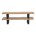 Dulap TV cu spatiu de depozitare Fuji, Lemn masiv de acacia, Natur, 140x40x52 cm, detaliu produs