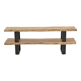Dulap TV cu spatiu de depozitare Fuji, Lemn masiv de acacia, Natur, 140x40x52 cm