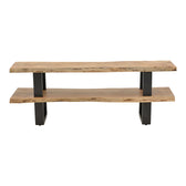 Dulap TV cu spatiu de depozitare Fuji, Lemn masiv de acacia, Natur, 140x40x52 cm, detaliu produs