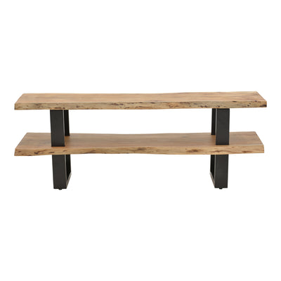 Dulap TV cu spatiu de depozitare Fuji, Lemn masiv de acacia, Natur, 140x40x52 cm, detaliu produs