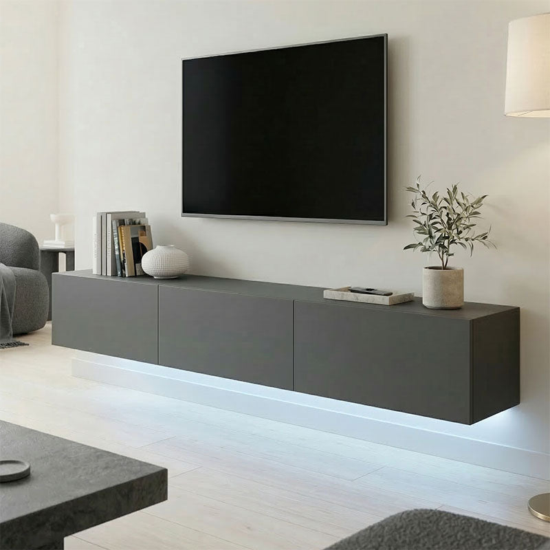 Dulap TV de perete cu LED Rival, stil modern, material, antracit, 180x35x30 cm