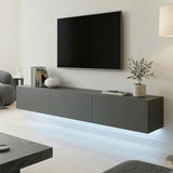 Dulap TV de perete cu LED Rival, stil modern, material, antracit, 180x35x30 cm