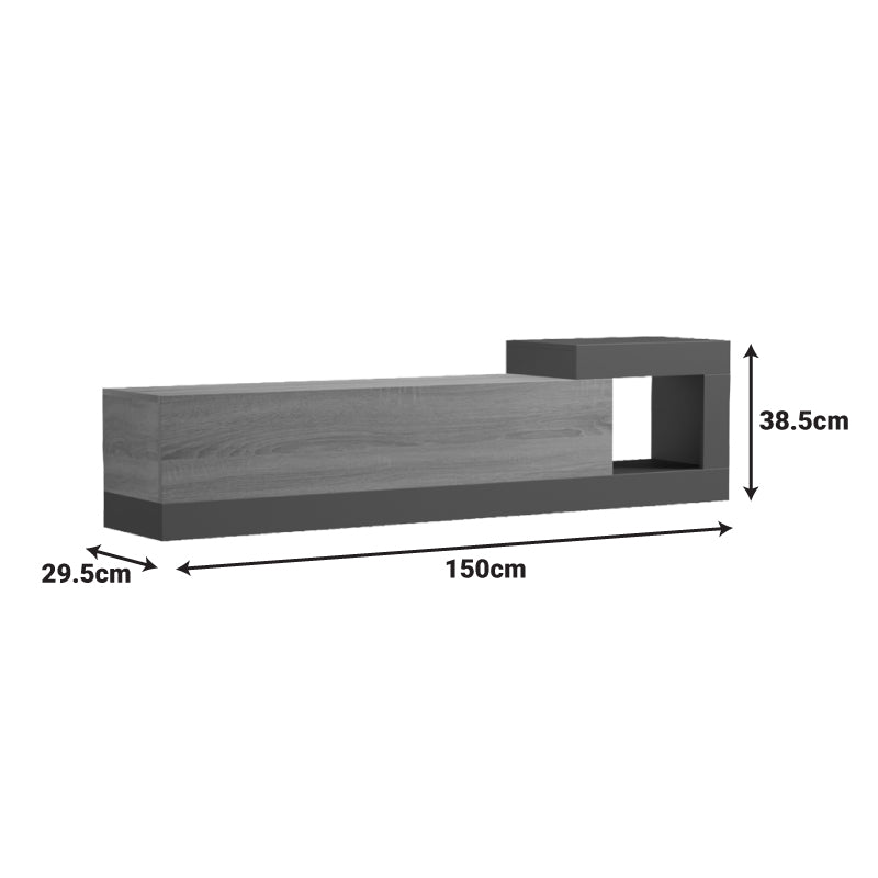 Dulap TV de perete cu montare Flato, Lemn, Sonoma-Antracit, 150x29x38 cm