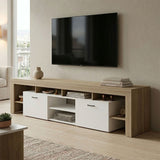 Dulap TV multifunctional Sonoma-White, Modern, Pal, 210x40x50 cm
