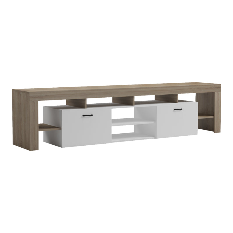 Dulap TV multifunctional Sonoma-White, Modern, Pal, 210x40x50 cm