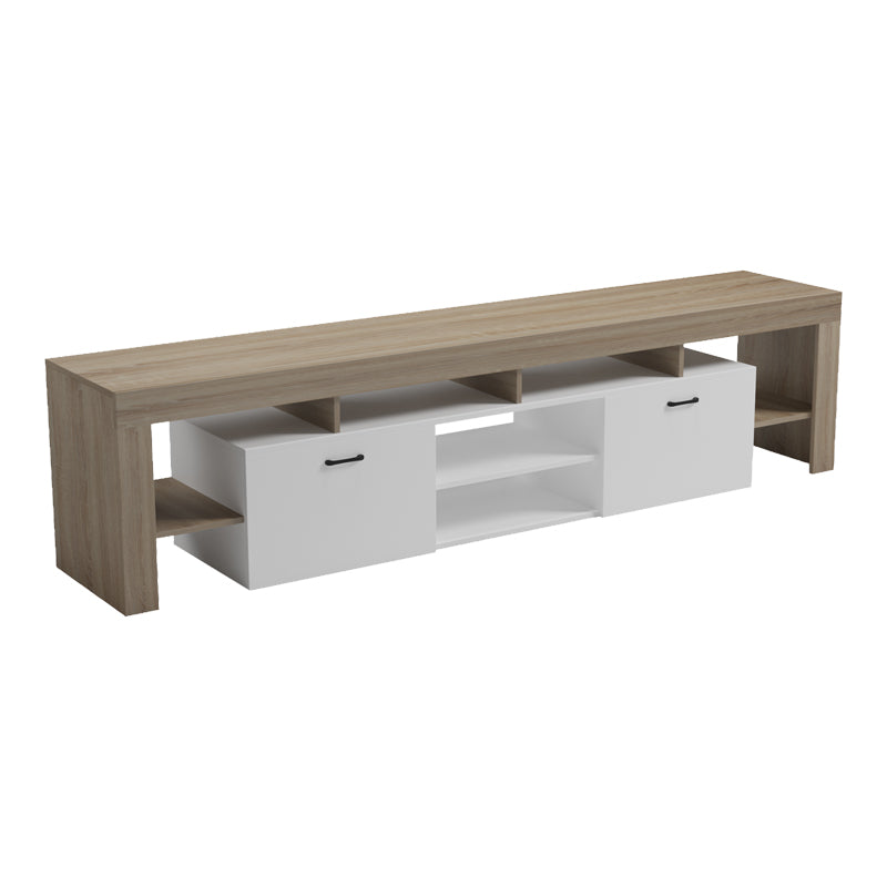 Dulap TV multifunctional Sonoma-White, Modern, Pal, 210x40x50 cm