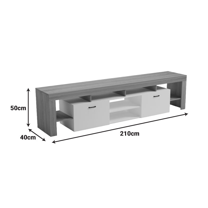 Dulap TV multifunctional Sonoma-White, Modern, Pal, 210x40x50 cm