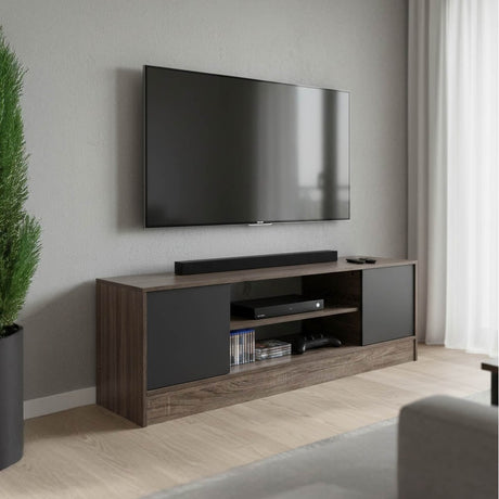 Dulap TV Sasa cu functie de depozitare, Lemn, Stejar-Antracit, 120x35x41 cm
