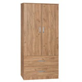 Dulap Zelia cu 2 usi si sertare, 79x42x180 cm - Natural