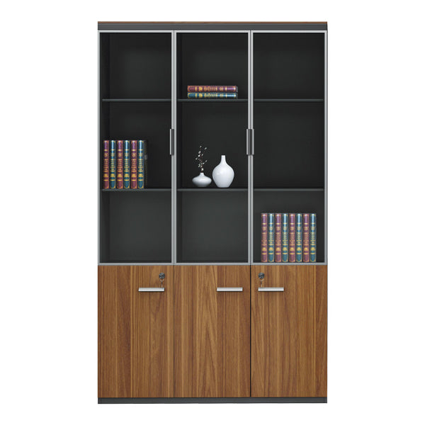 Dulapuri birou profesionale cu funcție de depozitare Oscar, Nuc-Antracit, 200x40x200 cm