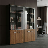 Set De Mobilier De Birou Dulapuri de birou profesionale Oscar, lemn nuc-antracit, 160x40x200 cm