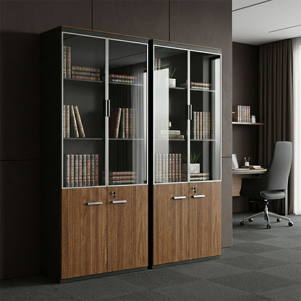 Dulapuri de birou profesionale Oscar, lemn, nuc-antracit, 160x40x200 cm