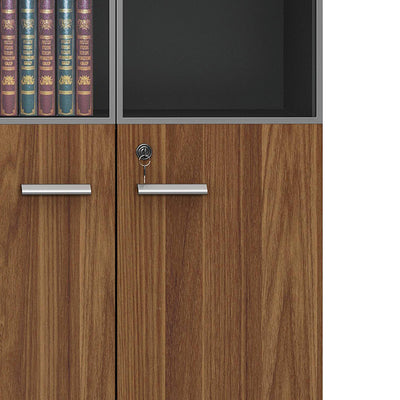 Dulapuri de birou profesionale Oscar, lemn, nuc-antracit, 160x40x200 cm, detaliu produs