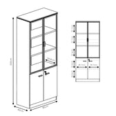 Dulapuri de birou profesionale Oscar, lemn, nuc-antracit, 160x40x200 cm, perspectiva suplimentara