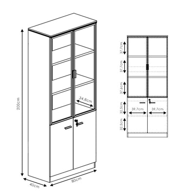 Dulapuri de birou profesionale Oscar, lemn, nuc-antracit, 160x40x200 cm, perspectiva suplimentara