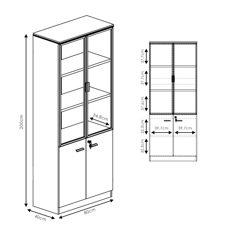 Dulapuri de birou profesionale Oscar, lemn, nuc-antracit, 160x40x200 cm, perspectiva suplimentara