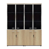 Dulapuri Lotus cu 2 usi din sticla/lemn, stejar-Gri inchis, 160x45x180 cm
