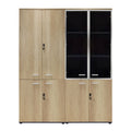 Dulapuri Lotus cu 4 usi din sticla/lemn, Stejar-Gri inchis, 160x45x180 cm, imagine suplimentara