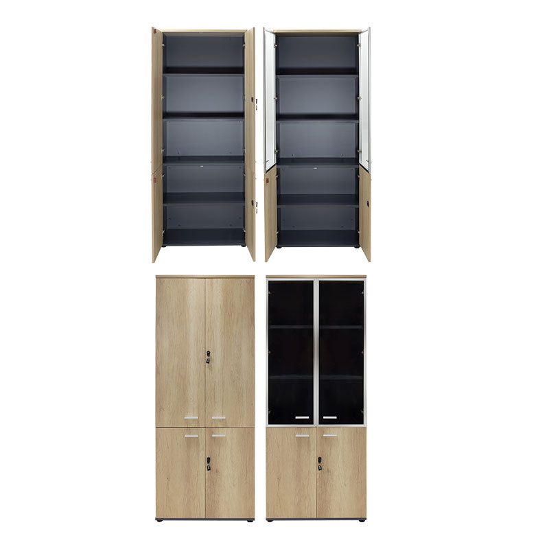 Dulapuri Lotus cu 4 usi din sticla/lemn, Stejar-Gri inchis, 160x45x180 cm