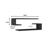 Eldo rafturi de perete set de 2, nuc, 60x20x15 cm, detaliu produs