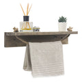 raft de perete Etajera baie cu suport prosop Sidra lemn nuc antic gri 50x9x10 cm
