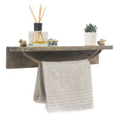 raft de perete Etajera baie cu suport prosop Sidra lemn nuc antic gri 50x9x10 cm
