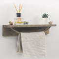 Etajera baie cu suport prosop Sidra lemn nuc, antic gri, 50x9x10 cm, imagine suplimentara