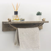 Etajera baie cu suport prosop Sidra lemn nuc, antic gri, 50x9x10 cm, imagine suplimentara