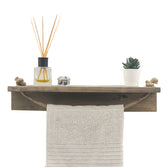Etajera baie cu suport prosop Sidra lemn nuc, antic gri, 50x9x10 cm, detaliu produs