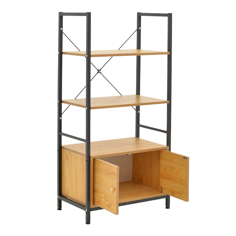 Etajera metalica cu dulap Kuili, + metal, negru și stejar, 60x36x121 cm, imagine suplimentara